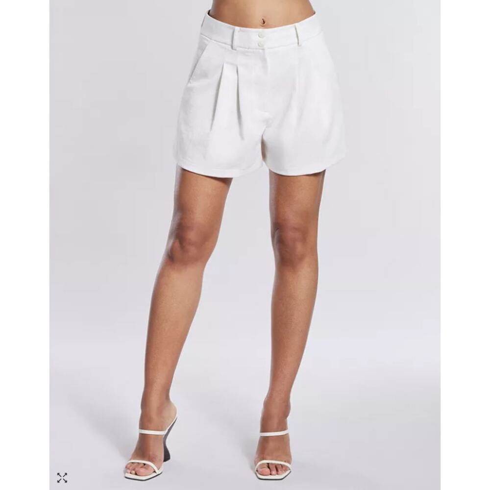 BCBG White High-Waist Pleated Shorts
